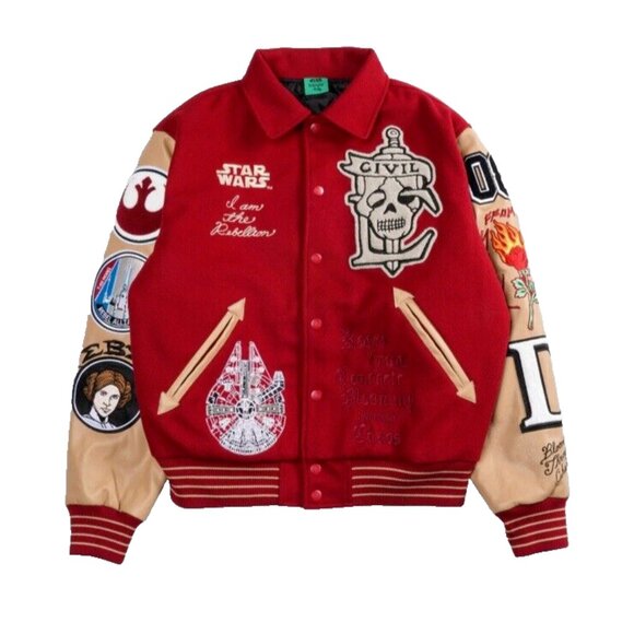 REBELLION COLLARED LETTERMAN JACKET Civil Regime X Star Wars Size Large - Picture 1 of 9